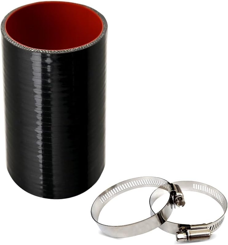 KDP 1.5" Straight Silicone Hose Coupler with 2 SS304 Worm Clamps, High Temp 4-Ply Reinforced 5MM Wall 3.0" Length (Qty 1) For Pipes Connecting Black - Image 1